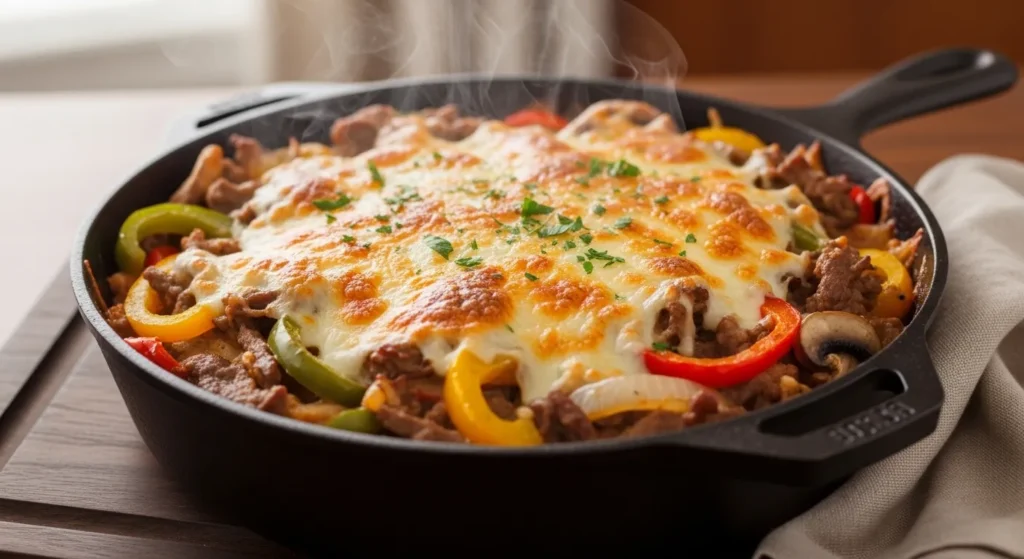 easy keto philly cheesesteak casserole
