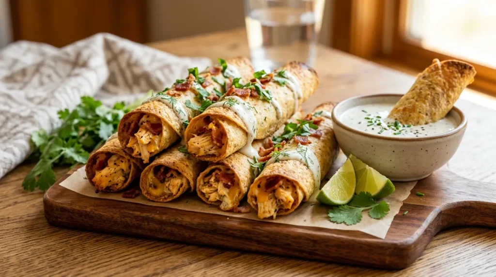 Crispy Keto Chicken Bacon Ranch Taquitos